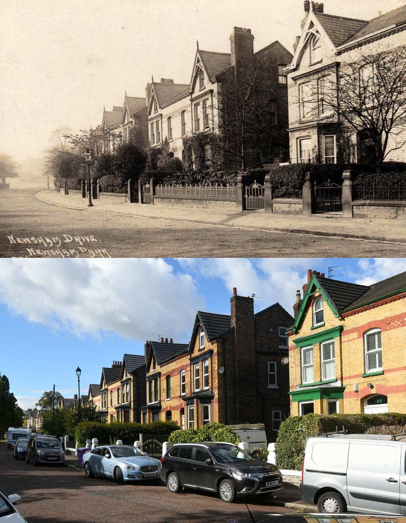Newsham Drive, Newsham Park, 1905 and 2022 Keith Jones Flickr