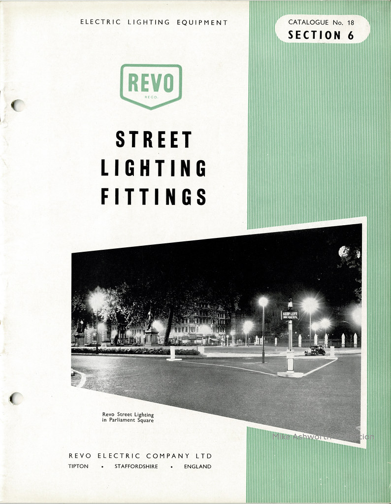 Revo Electric catalogue 18, section 6, c1955 Street Lighting
