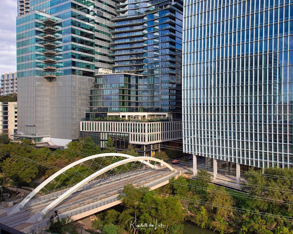 Butterfly Bridge As Seen From Library Roof Garden, Austin, Texas a