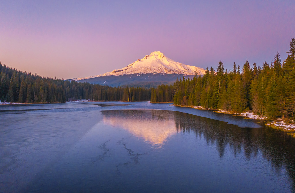 Trillium Lake Mount Hood Reflections Sunset Snow Fine Art … Flickr