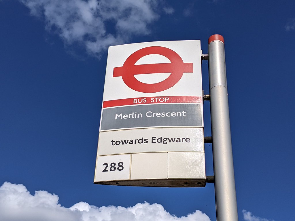 Merlin Crescent bus stop TFL bus stop sign in Edgware, Bar… Flickr