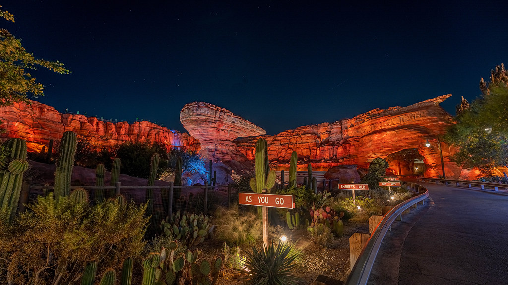 Walking By Radiator Springs Racers at Night Tim Kaufmann Flickr