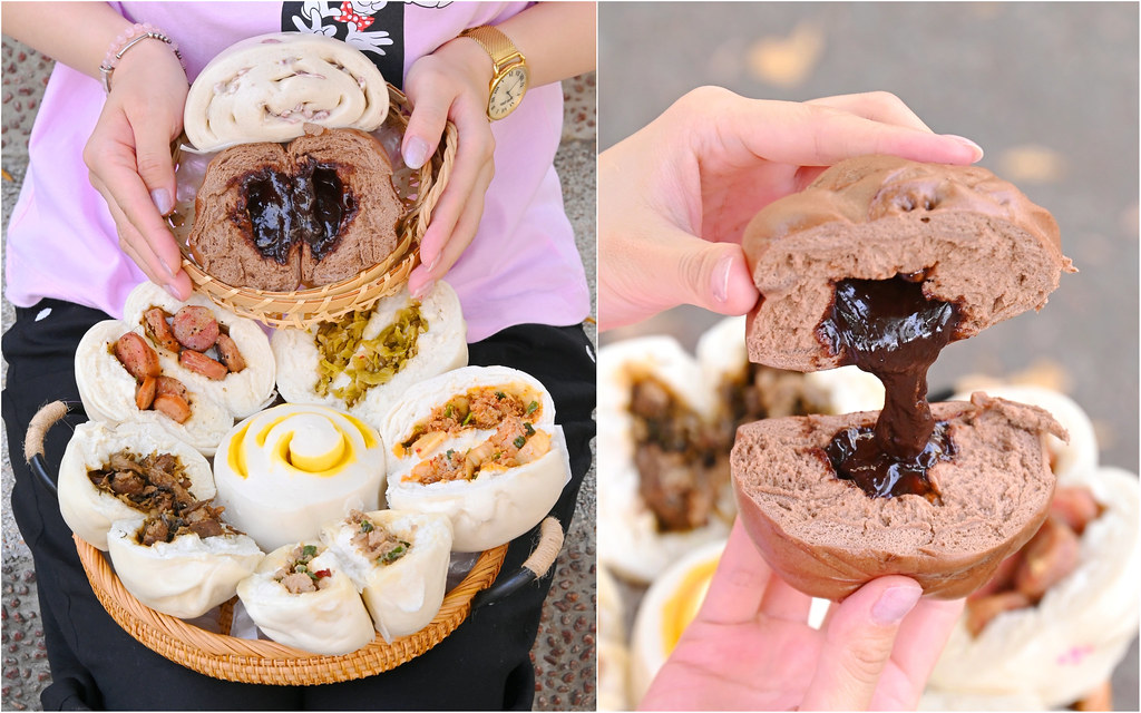 東興包子舖│台中東興市場：市場大排隊肉包 多達24種口味 巧克力岩融包鮮肉包餡滿滿大推