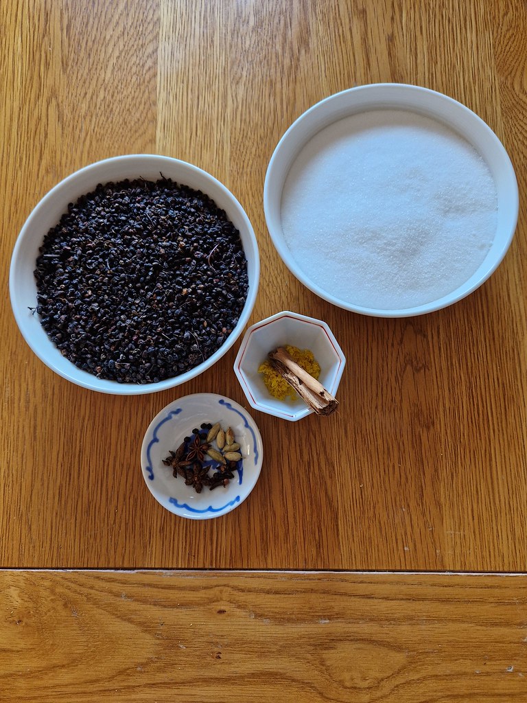 Elderberry syrup Elderberries, sugar, cinnamon, star anis… Flickr