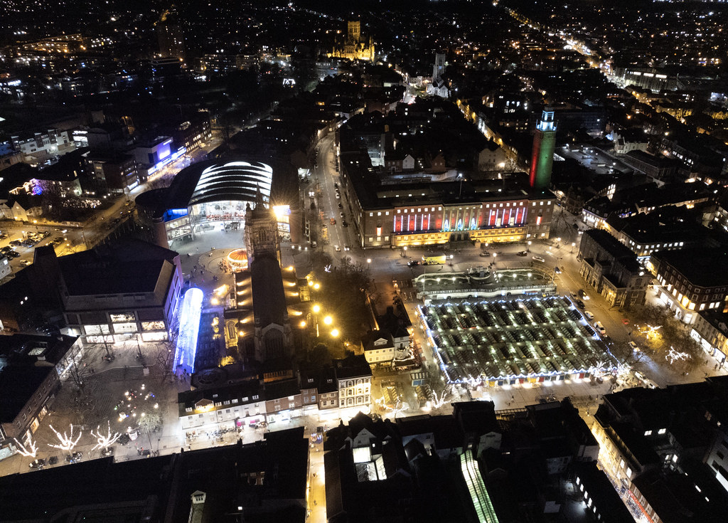Norwich aerial image city centre Christmas lights by nig… Flickr