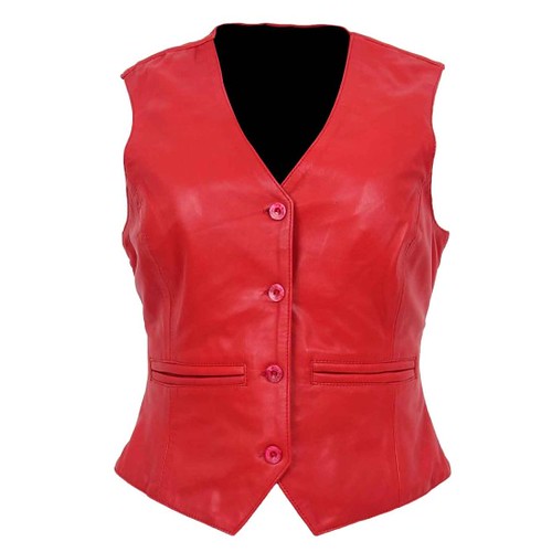 Womens 4 Button Red Leather Vest Get premium quality "Wome… Flickr
