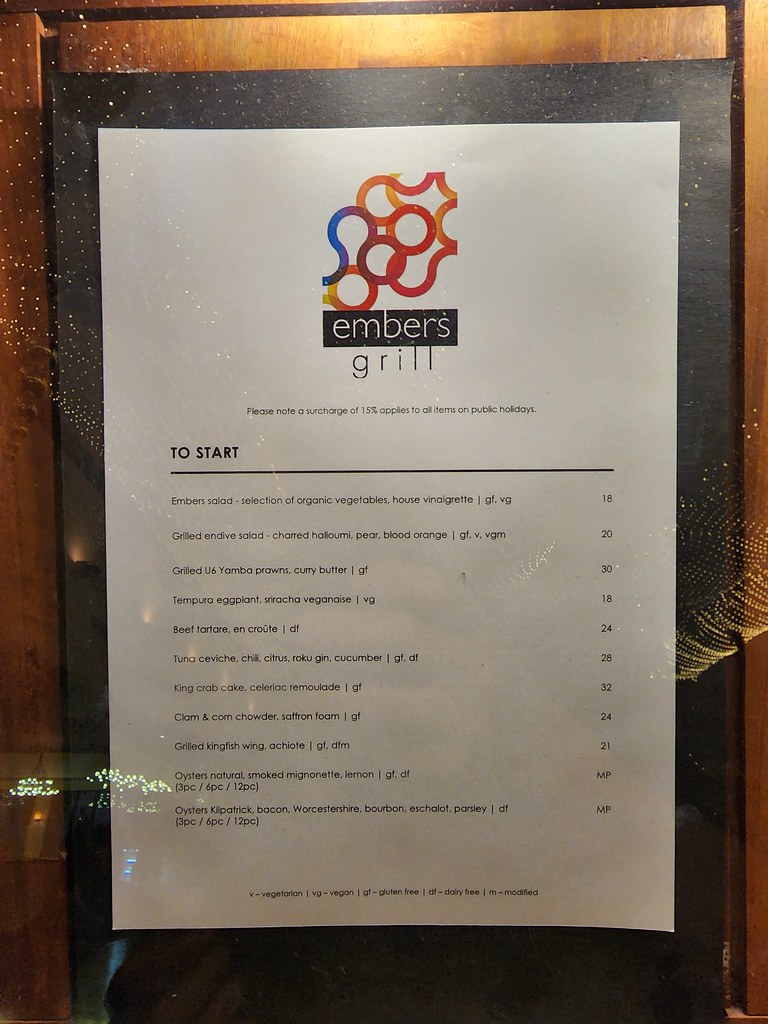 Starters menu Embers Grill, Fairmont Resort, Leura Flickr