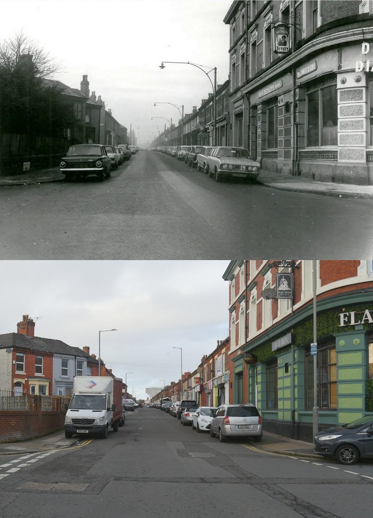 Walton Breck Road, Anfield, 1969 and 2022 Keith Jones Flickr