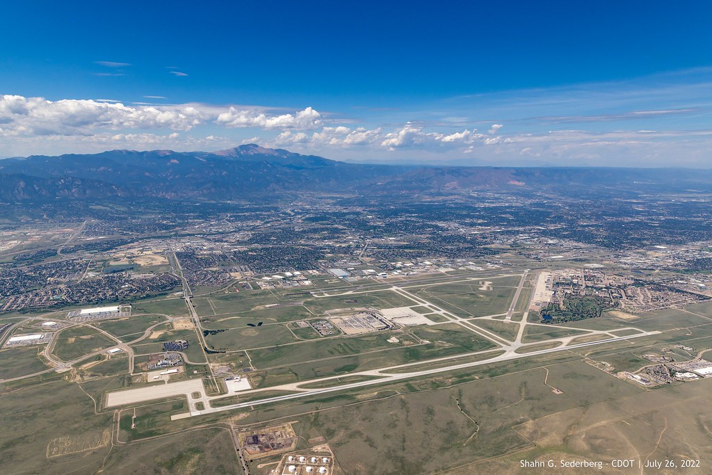 COS Airport (3) Aerial photo of Colorado Springs Airport. City