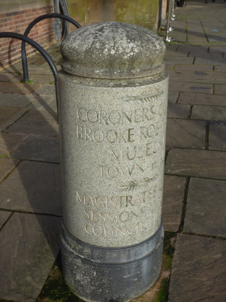 Dudley Town Hall stone column to Coroners Court, Brooke Robinson Museum, Town Hall