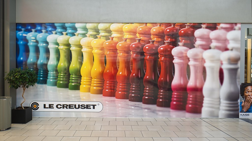 Rainbow Le Creuset ad in Designer Outlet York In Fulford, … Flickr