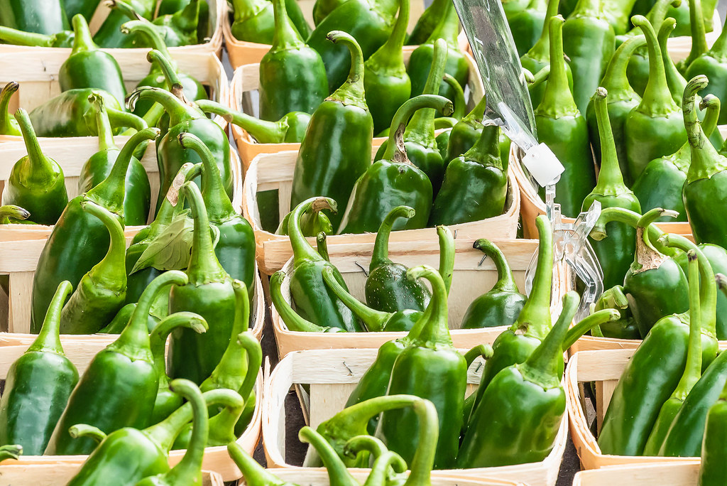 Hot green peppers Boxes of hot green chili peppers for sal… Flickr