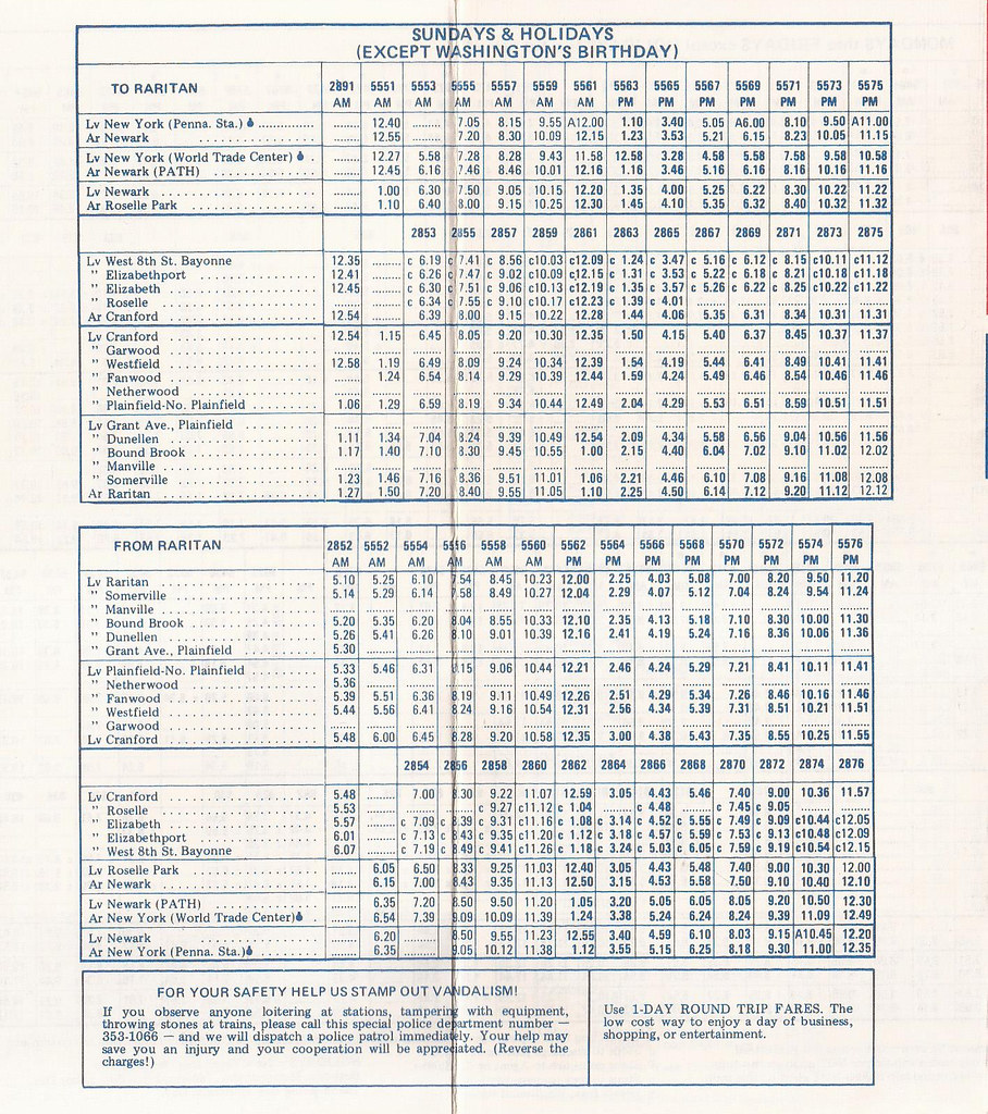Conrail CNJ District (Raritan Valley Line) timetable Apr… Flickr