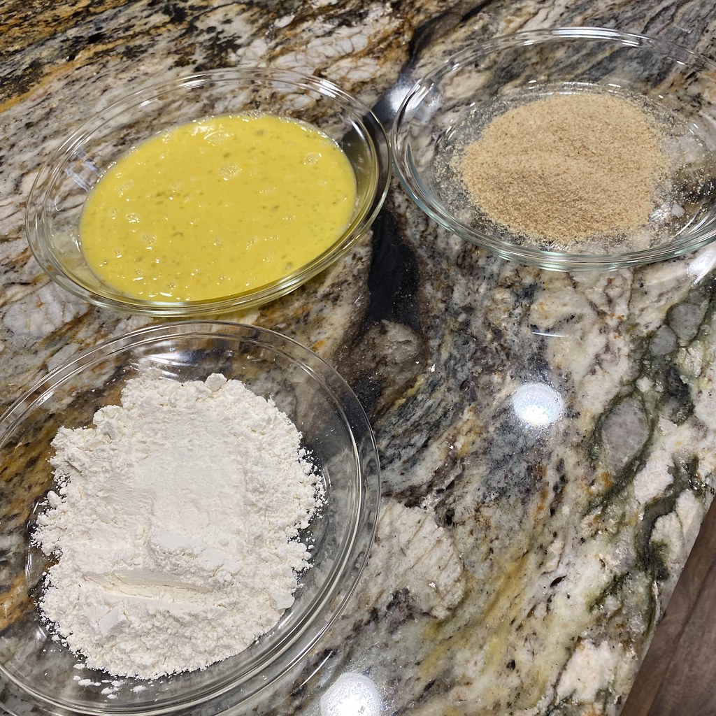 Floureggbread crumbs breading station Image taken at Str… Flickr