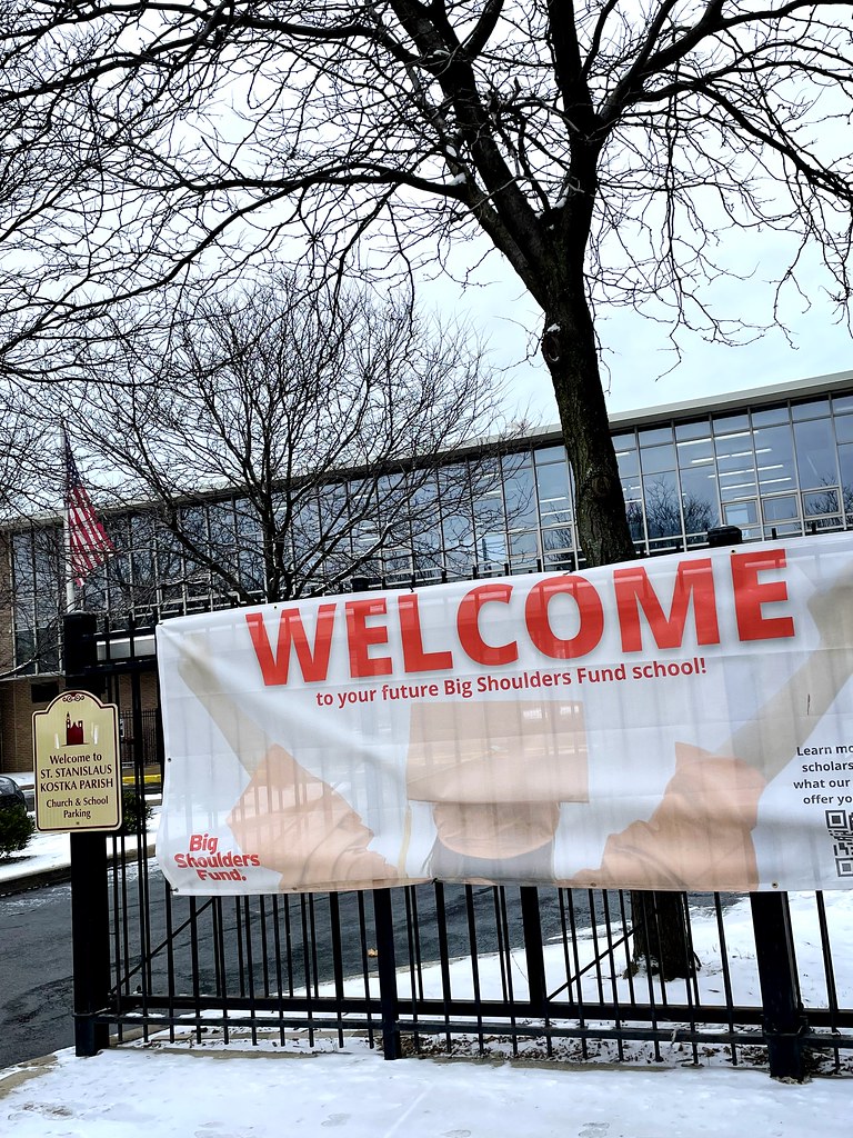 Sign at St. Stanislaus Kostka School Linda Barnes Flickr