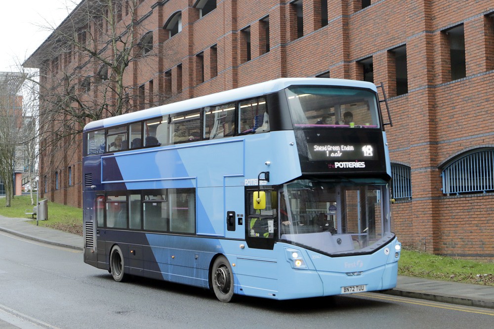 Hanley Bus Station Wright Streetdeck BN72TUU 28/01/23 Neil Davies