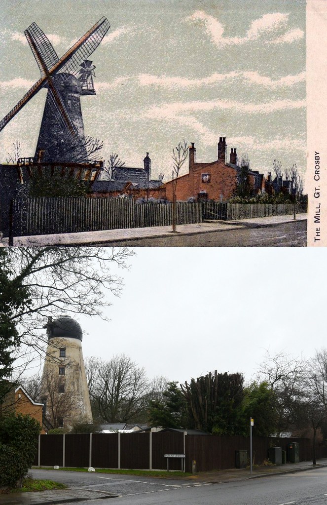 Moor Lane, Crosby, 1910s and 2023 Keith Jones Flickr