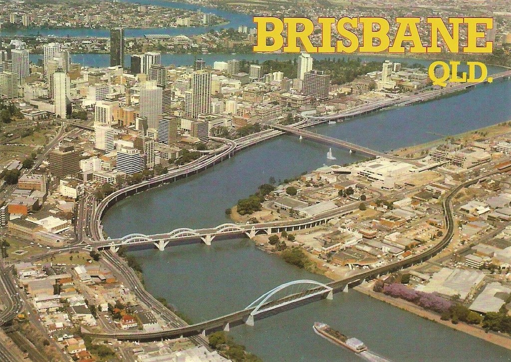 Aerial view of Brisbane CBD, Qld circa 1980 a photo on Flickriver