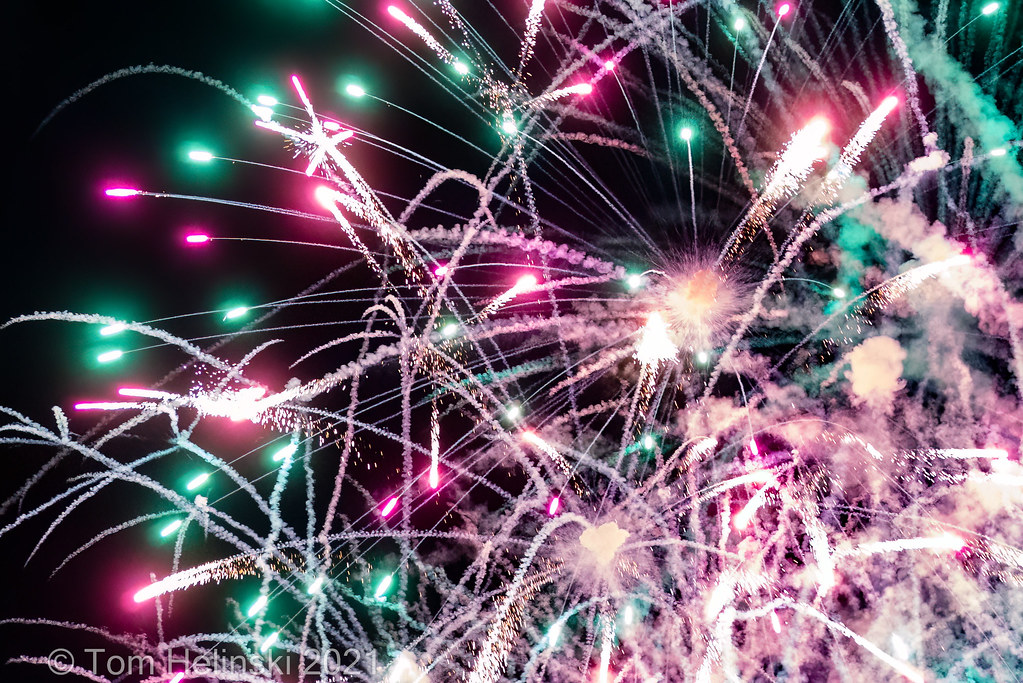 A fuzzy fiery fireworks display Taken at the Cranberry Tow… Flickr