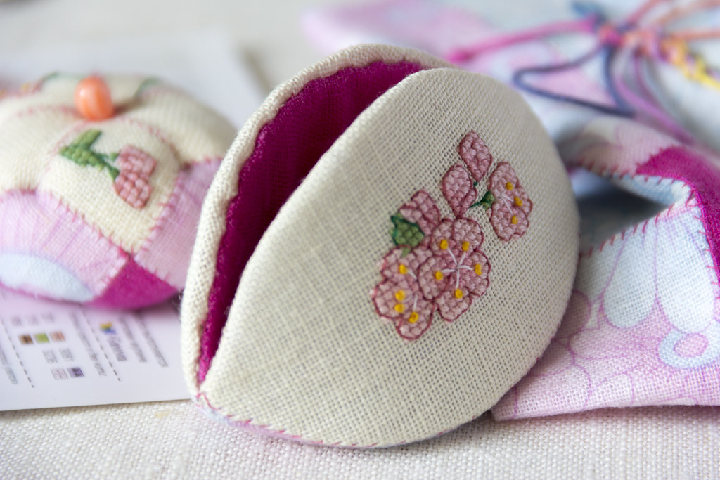 Cherry Blossom Thimble pip with cross stitch based on trad… Flickr