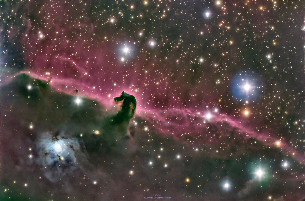 Horsehead Nebula 1000mm Ha + RGB filters. Dark site. Flickr