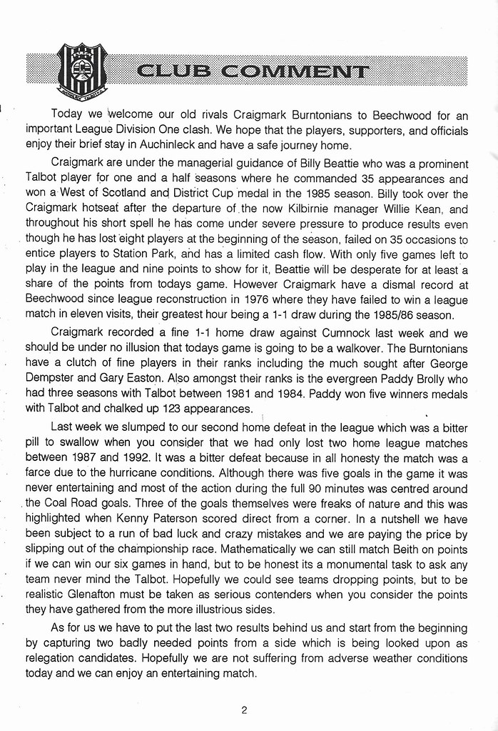 Auchinleck Tablot vs Craigmark Burntonians 1993 Page 4… Flickr