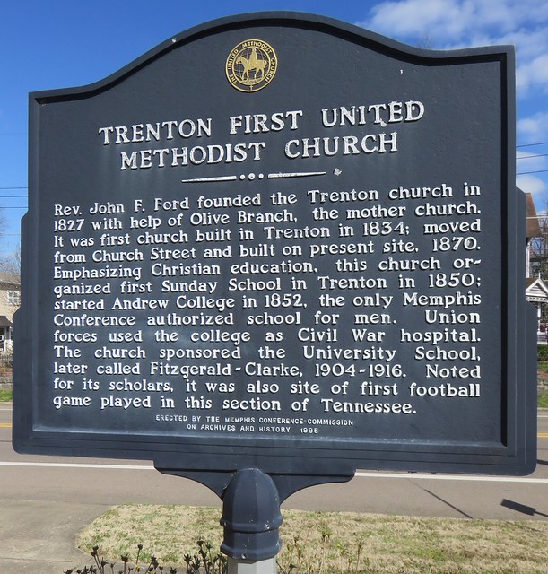 Trenton First United Methodist Church Marker (Trenton, Tennessee) a