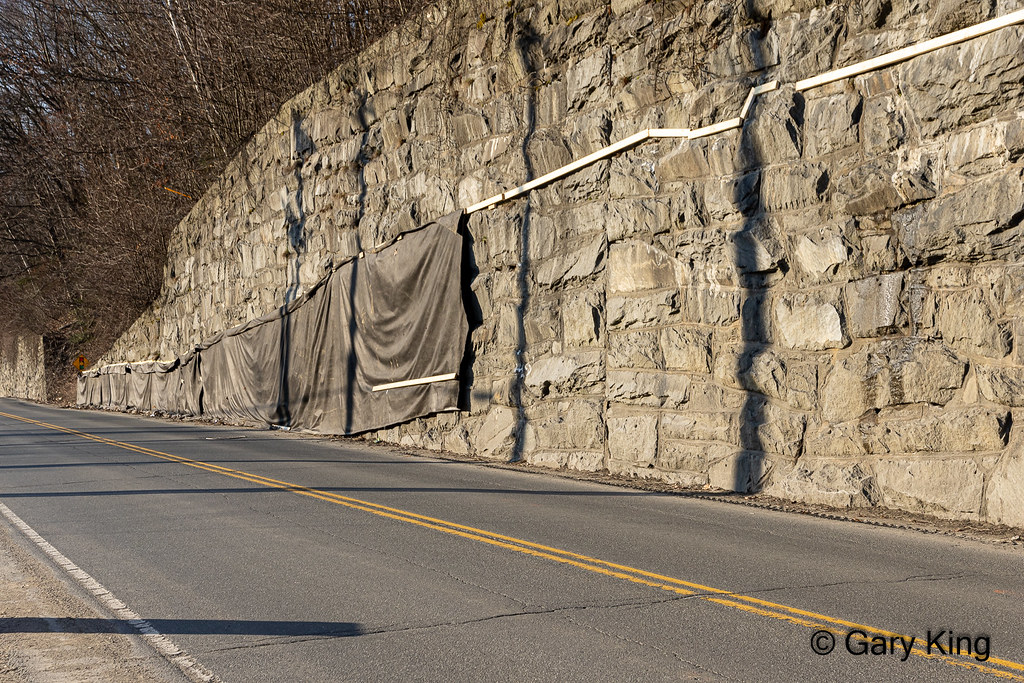 Filter fabric on existing retaining wall The rebuilt road ??? Flickr