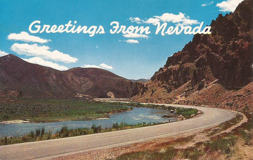 Carlin, NV vintage postcard of U.S. 40 in Carlin Canyon … Flickr