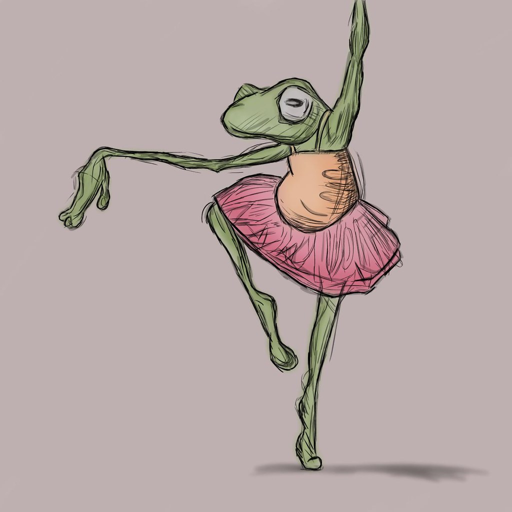 Ballet Frog Frog wearing a tutu performing in a ballet. Hailey