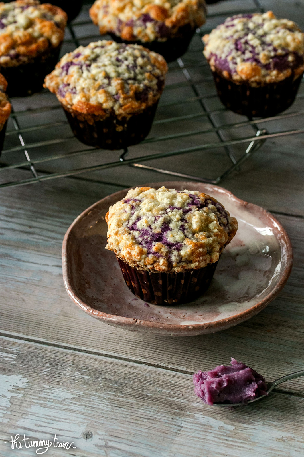 Ube Muffins with Cheese Crumble Topping The Tummy Train
