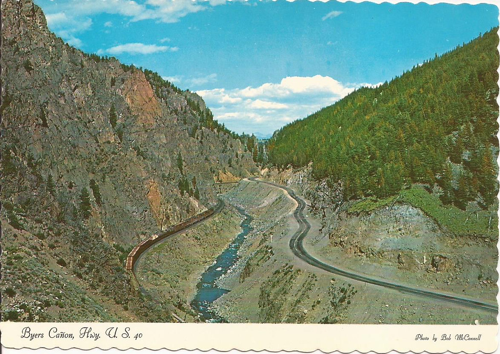 Byers Canyon, Colorado vintage postcard showing highway … Flickr