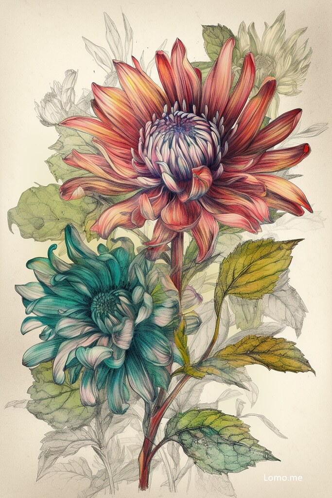 Zordy_colorful_wildflower_pencil_drawing_vintage_style_whi… Flickr