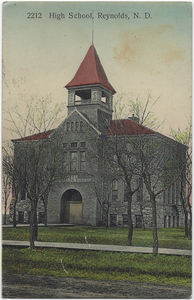 High School. Reynolds, North Dakota. Postcard. High School… Flickr
