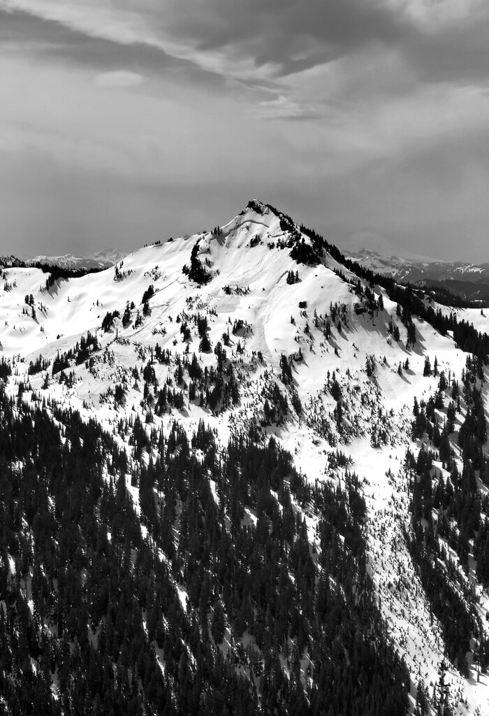 A view from the top Chinook Pass in early May 2023 Washington State