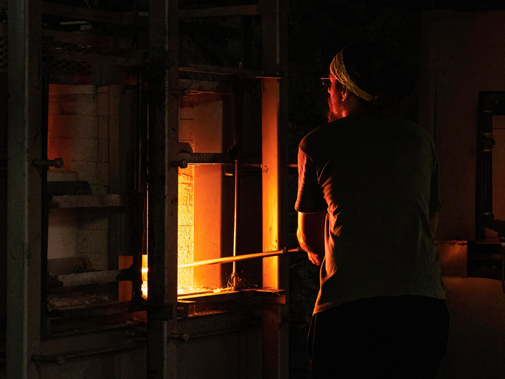 Glass Furnace Simon Pearce glass works in Quechee, VT Maryann's