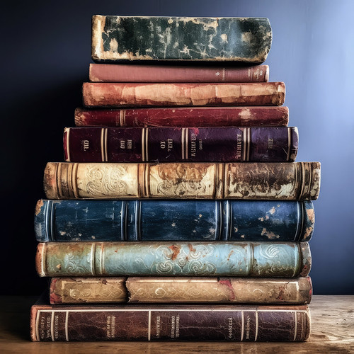 stack of vintage books Artwork created by Midjourney from … Flickr