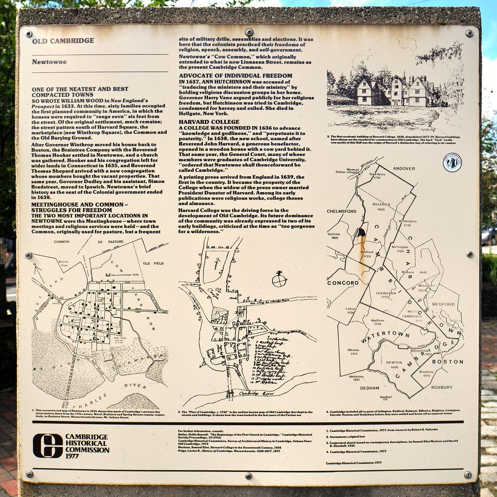 Old Cambridge Newtowne On a display board by the Cambrid… Flickr
