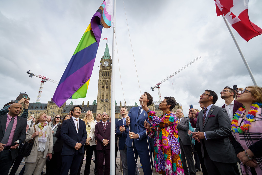 Prime Minister Justin Trudeau attends the Pride flag raising ceremony