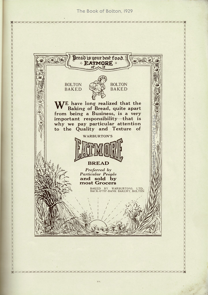 Warburton's "Eatmore" bread advert in The Book of Bolton… Flickr