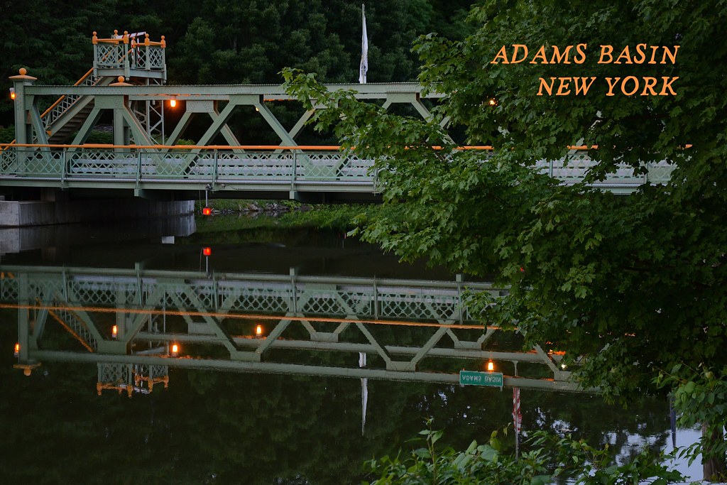 An Evan Post Card Adams Basin, New York Lift bridge over … Flickr