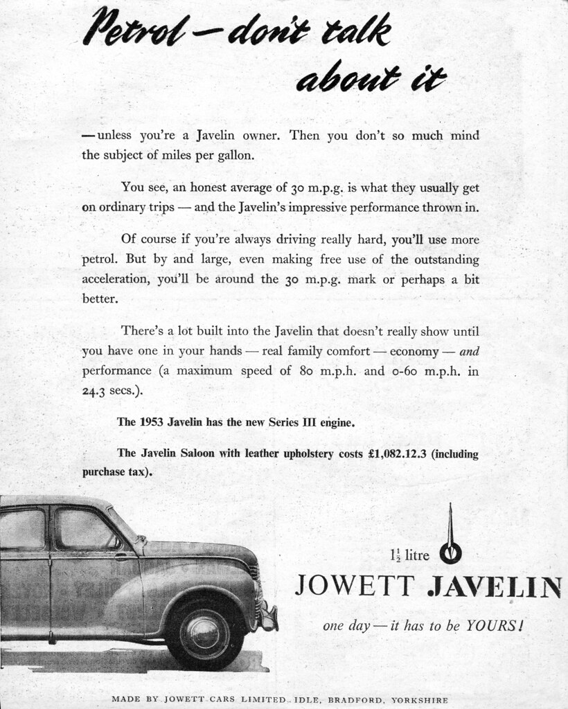 Jowett Javelin from the Autocar 28th November 1952 Flickr