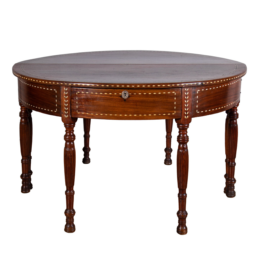 Pair of HalfMoon Tables A pair of inlaid Baliuag demilune… Flickr