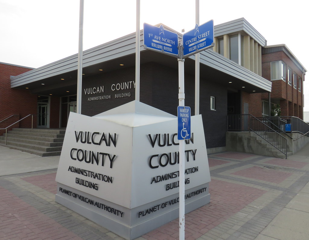 Vulcan County administration building Yes, they take the V… Flickr