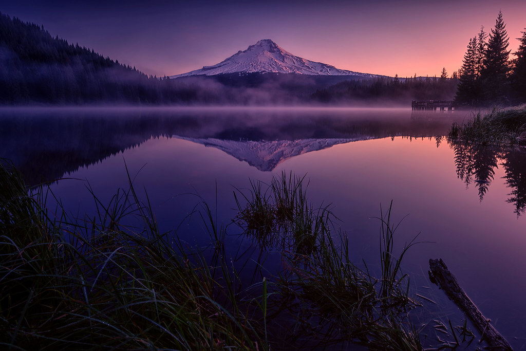 Misty Trillium Lake Sunrise at Trillium Lake and Mount Hoo… Dan