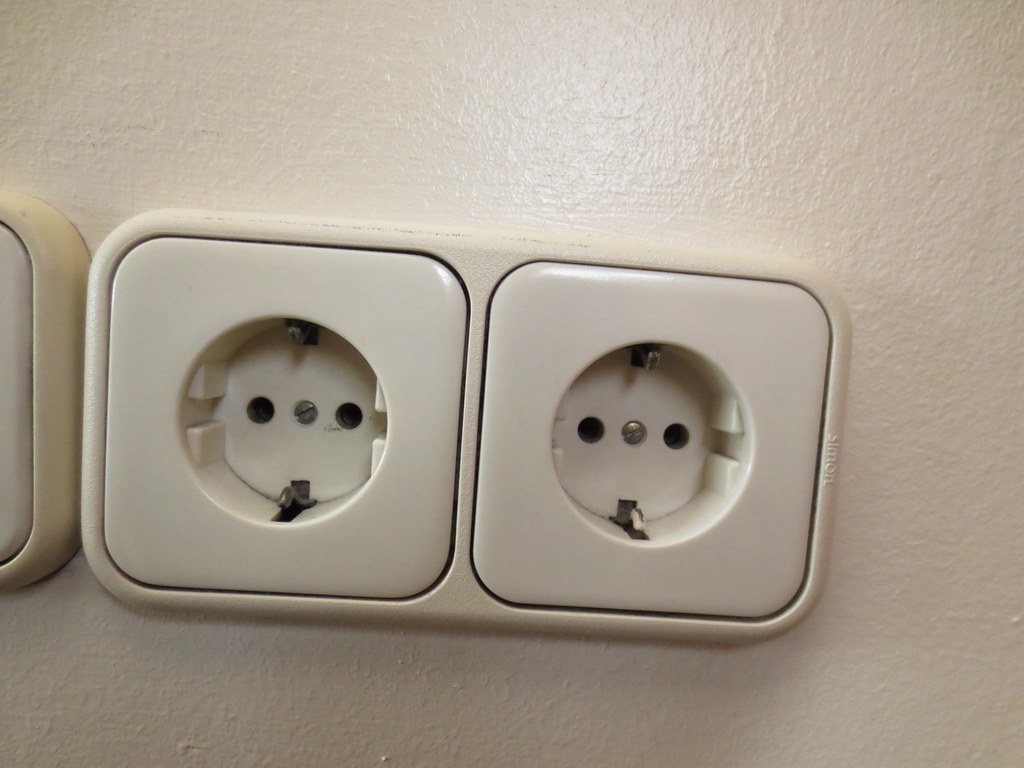 Electrical outlets in our hotel room in Barcelona William Pearson