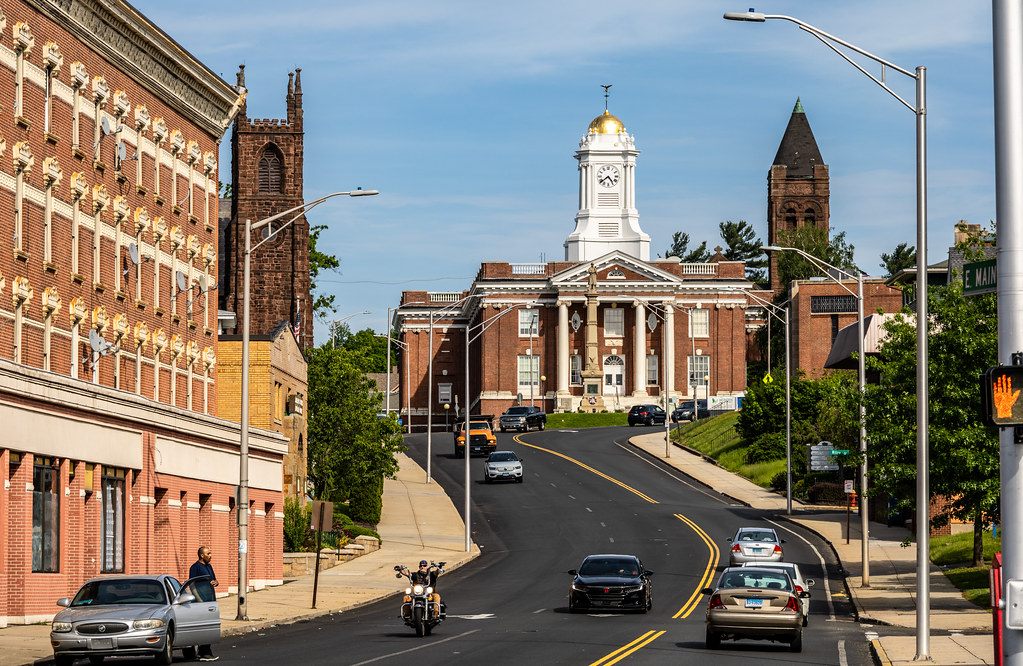 East Main Street Meriden City Hall in the center. Brandon Bartoszek