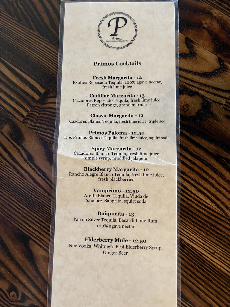 Cocktail menus Primos Restaurant and Tequila Bar, Ripon, C… Flickr