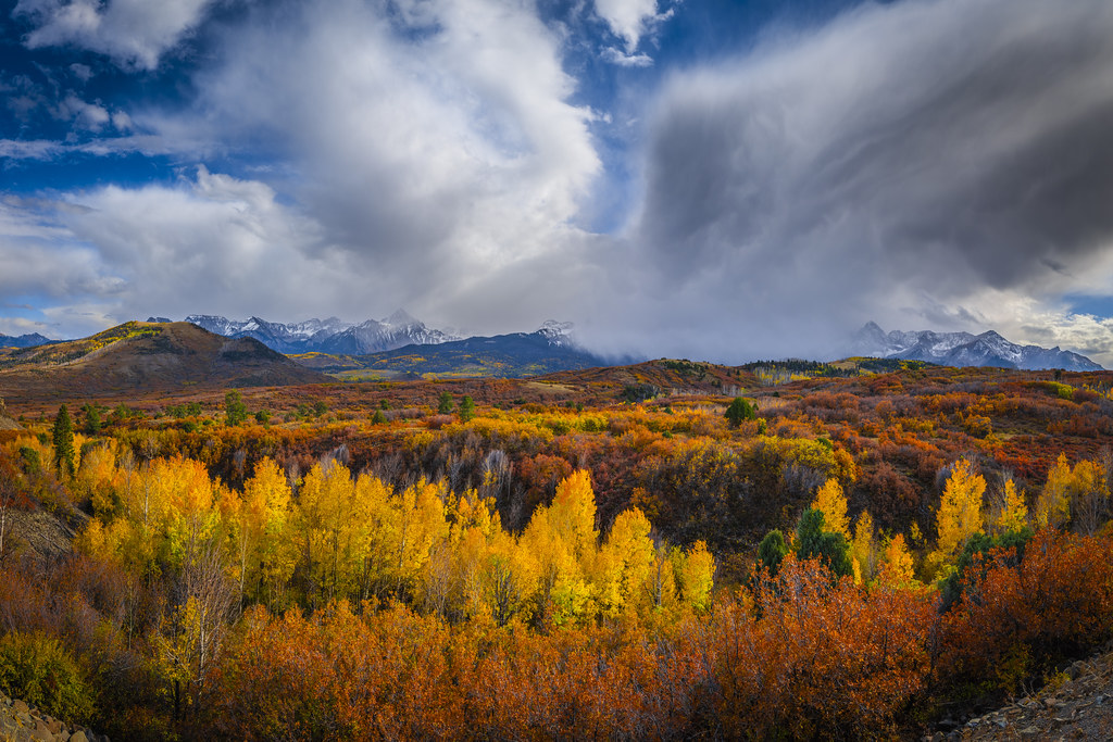 Stormy Skies Panorama Dallas Divide Range Ridgway Colorado Autumn
