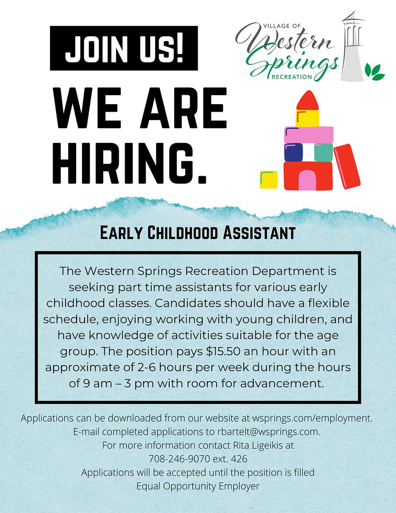 Early Childhood Assistant 1 Western Springs Recreation Department